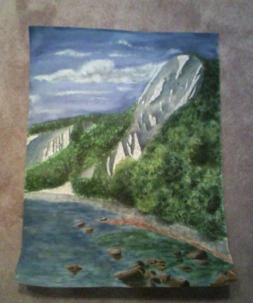 A watercolor painting of the Danube Gorge in Germany by Kelly Valencia.