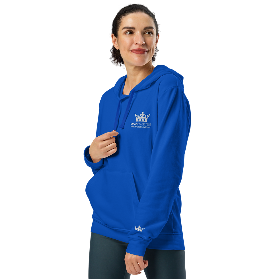 Thumbnail: Adidas Fleece Hoodie with white KCMI crown logo.
