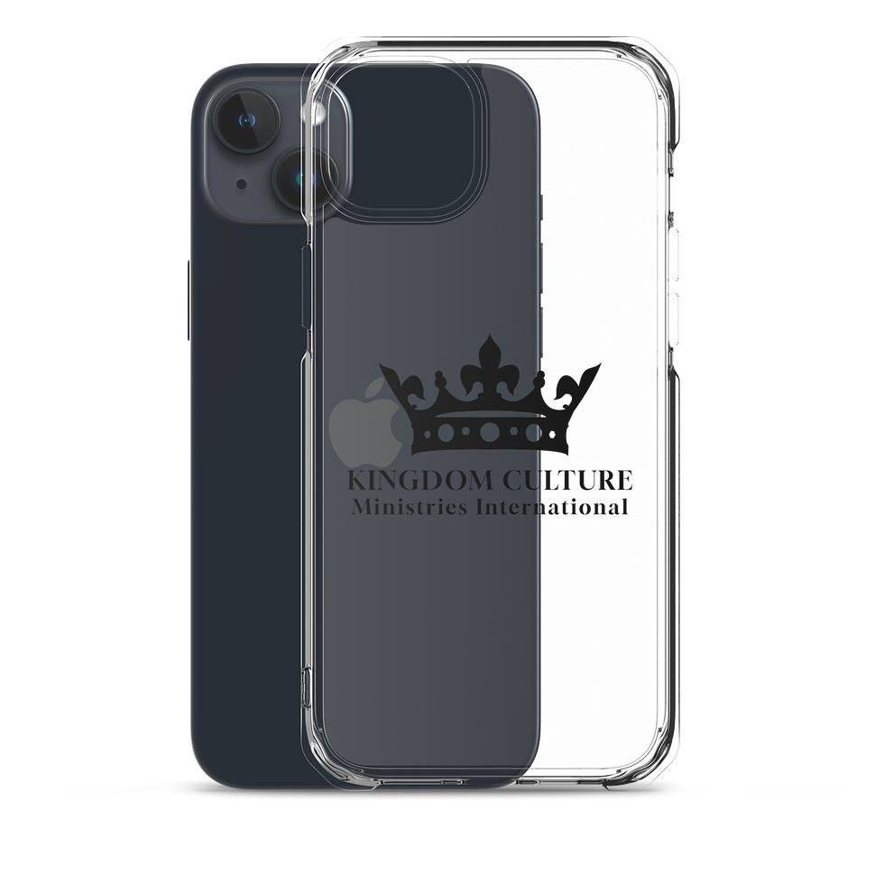 Thumbnail: Clear iPhone case with a black KCMI crown logo.