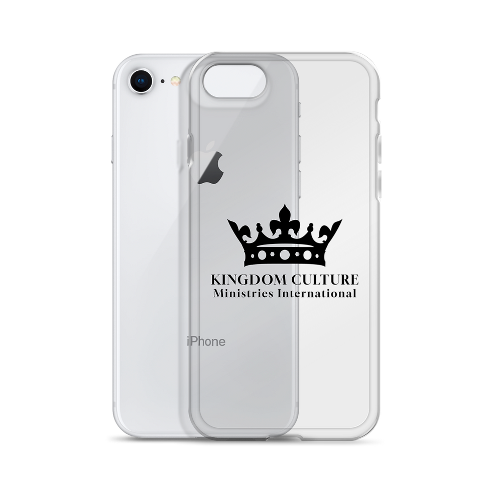 Thumbnail: Clear iPhone case with a black KCMI crown logo.