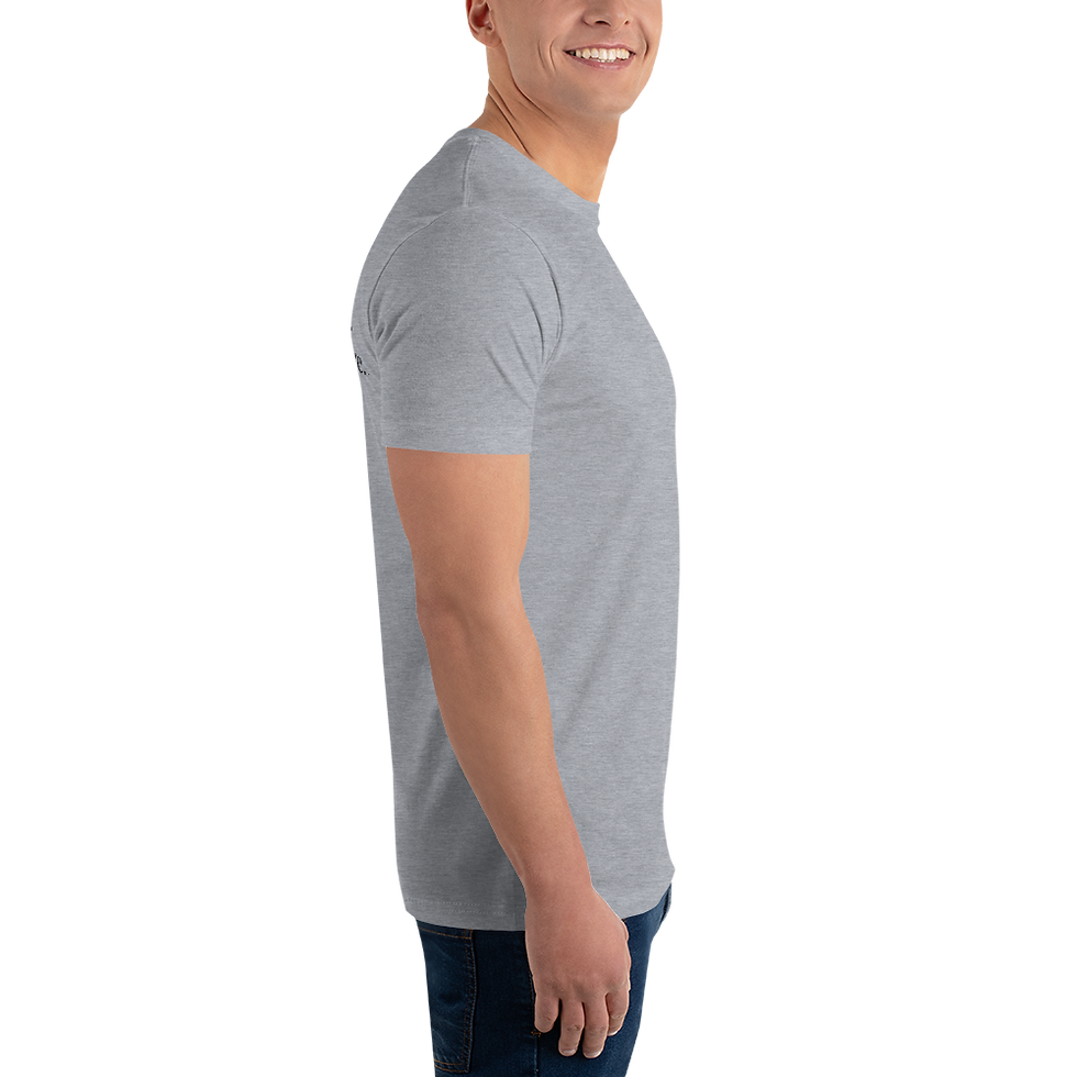 Thumbnail: Men's short-sleeved t-shirt with a black KCMI logo on the front and mission on the back.