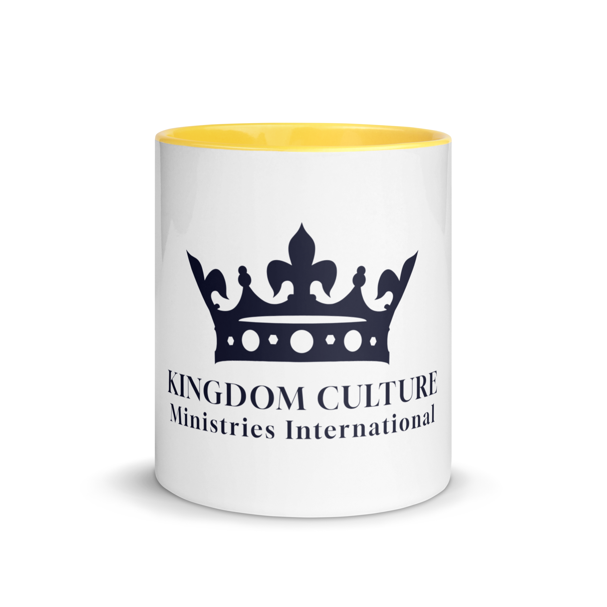 Mug with black KCMI crown logo.