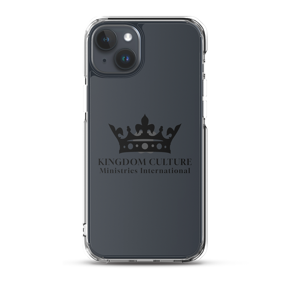 Thumbnail: Clear iPhone case with a black KCMI crown logo.