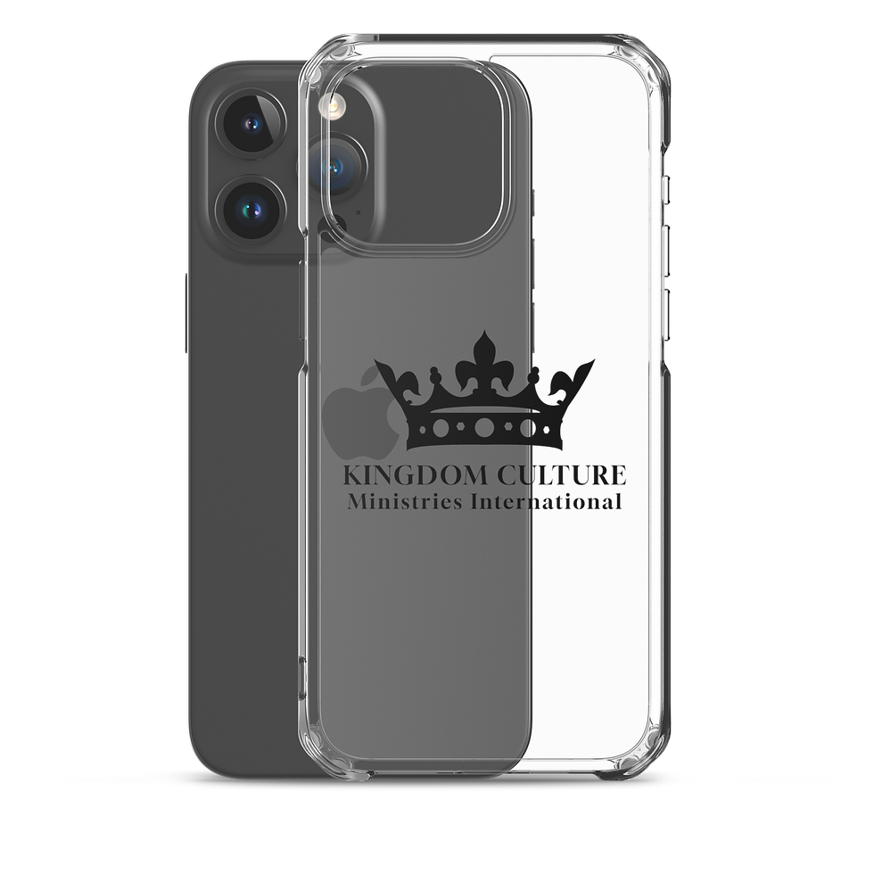 Thumbnail: Clear iPhone case with a black KCMI crown logo.