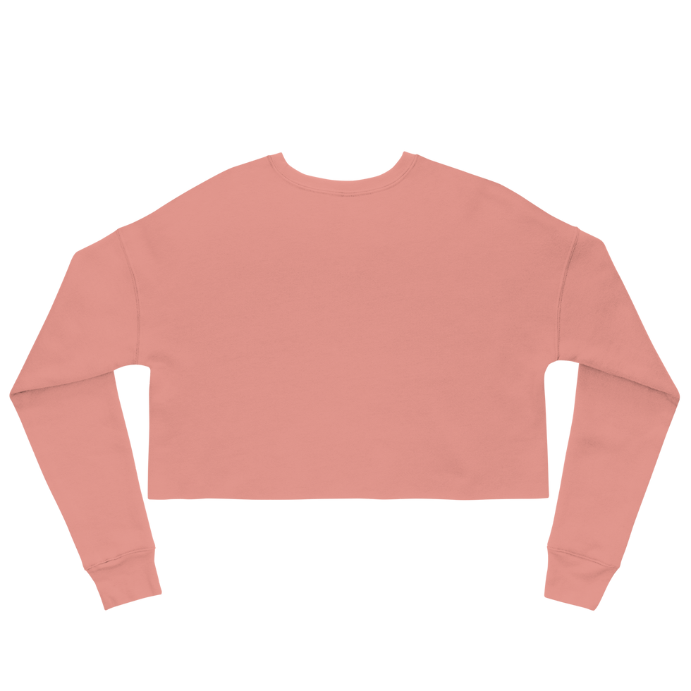 Thumbnail: Women's crop-top sweatshirt with a black KCMI crown logo.