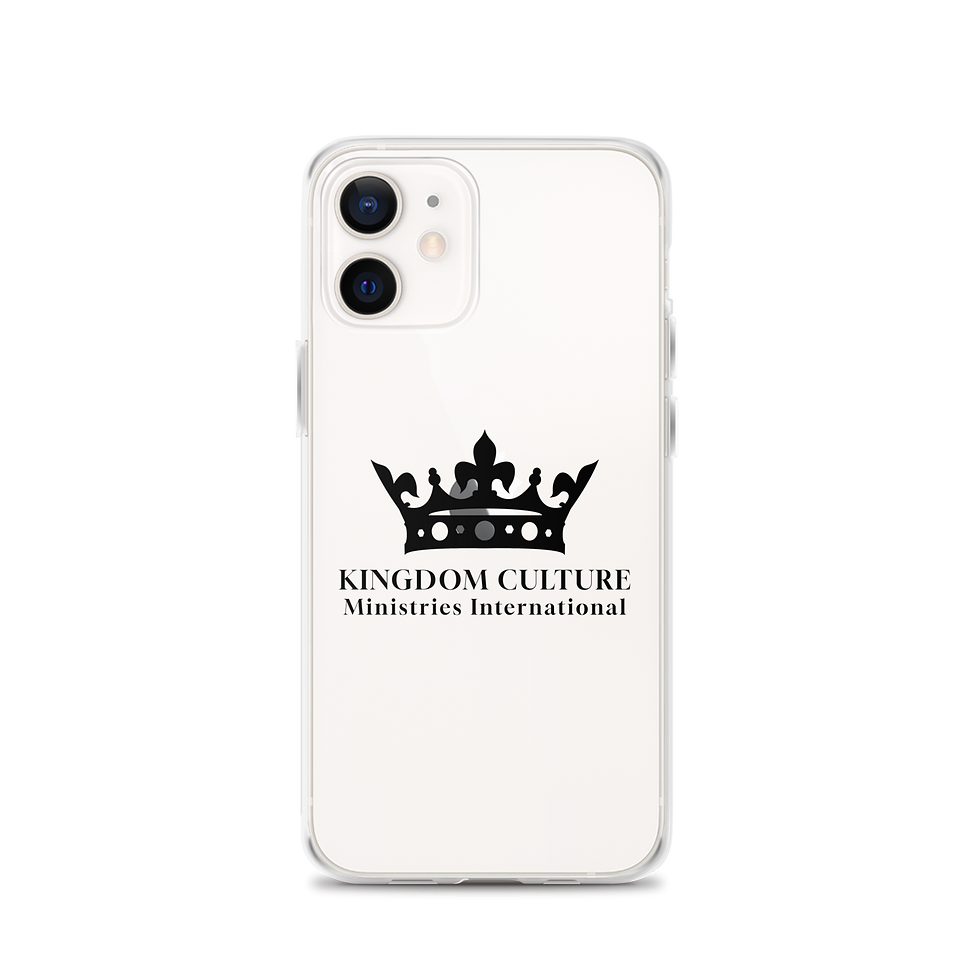 Thumbnail: Clear iPhone case with a black KCMI crown logo.