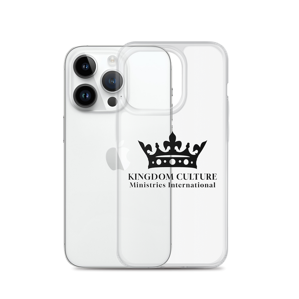 Thumbnail: Clear iPhone case with a black KCMI crown logo.