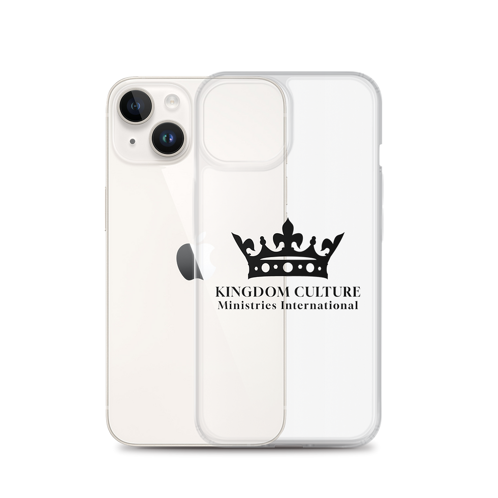 Thumbnail: Clear iPhone case with a black KCMI crown logo.