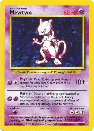 Mewtwo Base Set (Unlimited) Holo Rare 10