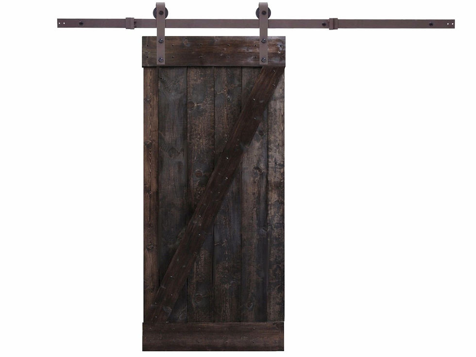 Thumbnail: 6.6FT Dark Coffee Sliding Door with Dark Hardware with 36 in. Barn Door