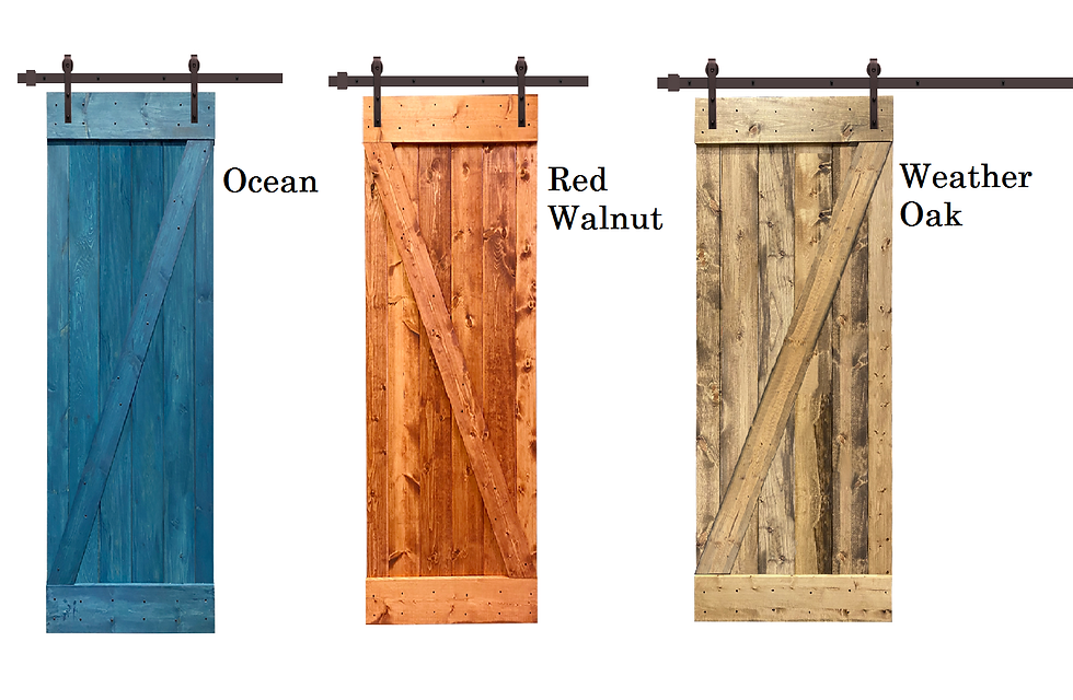 Thumbnail: Z Bar 36" x 84"  Pre-assembled Stained Wood Sliding Barn Door with Hardware Kit