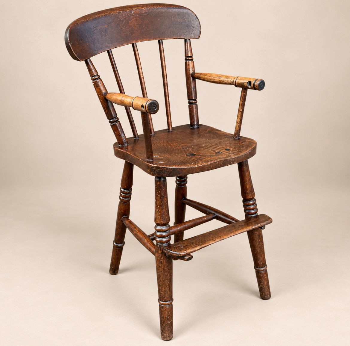 Victorian Child’s Ash and Elm High Stick Back Chair 