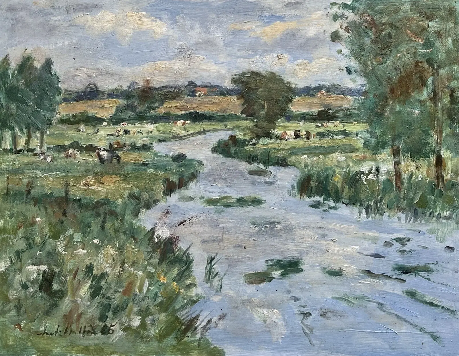 MARTIN WALTON - NORFOLK LANDSCAPE WITH RIVER