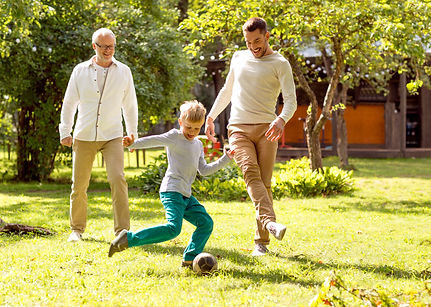 gradfather, dad and child showing no itchy skin