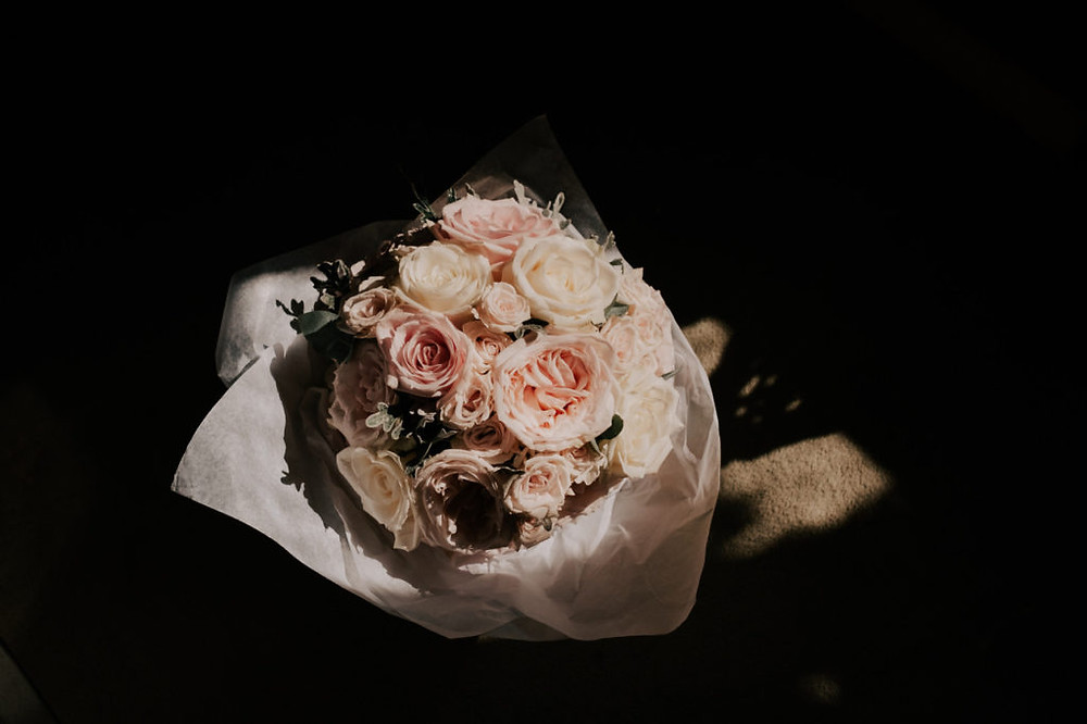 Ivory and blush rose wedding bouquet
