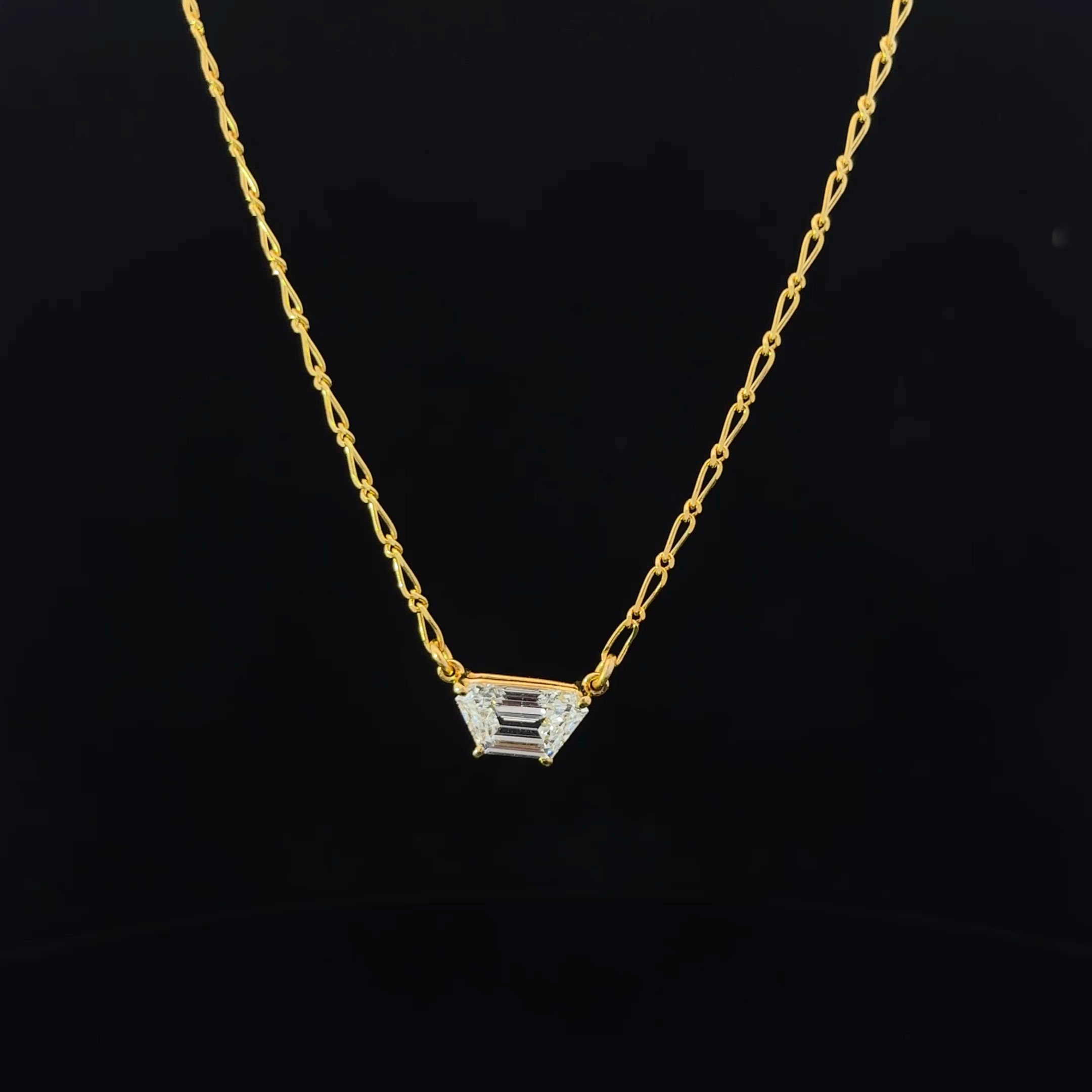 Gold Chain Necklace with center diamond