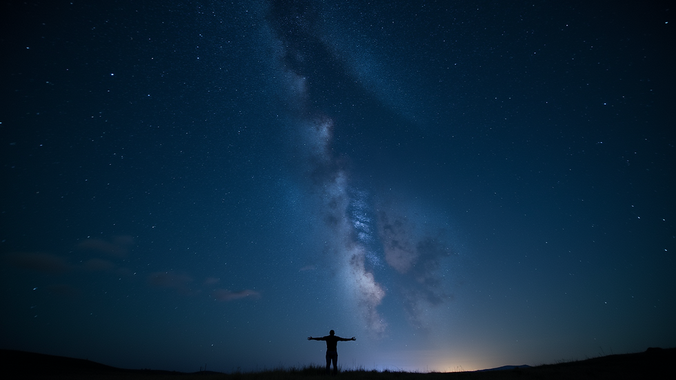 Wide angle view of a starry night sky