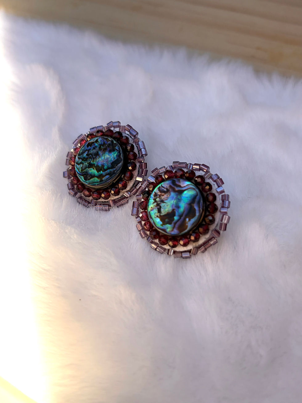 Thumbnail: Abalone + Garnet Earrings