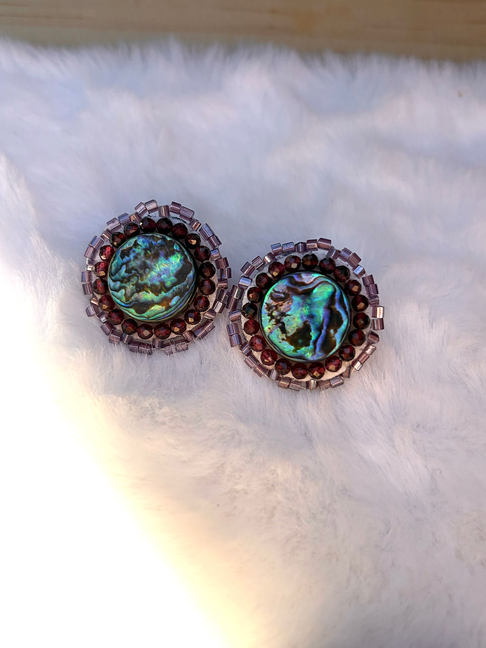 Thumbnail: Abalone + Garnet Earrings