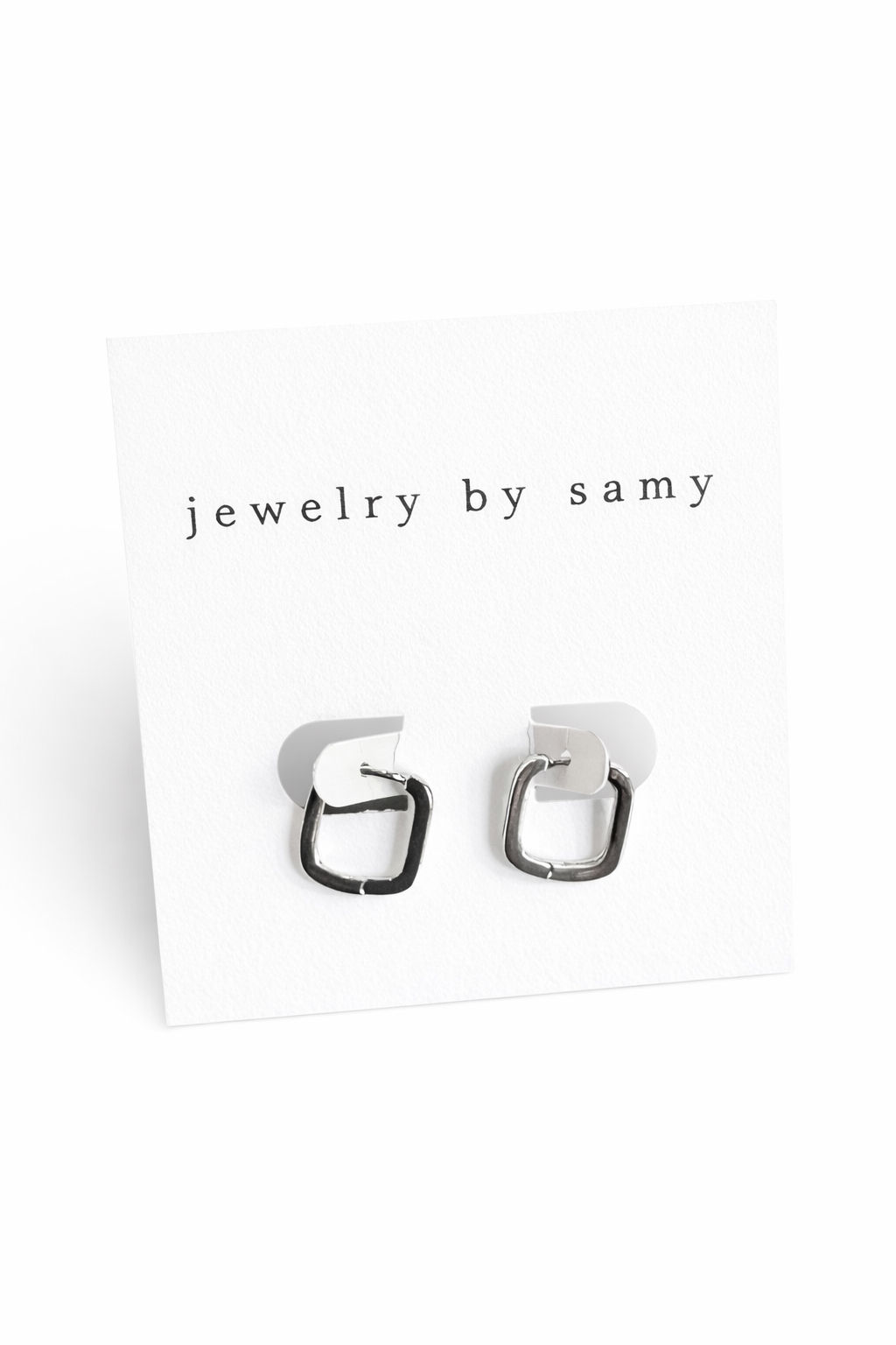 Small Silver Square Huggie Hoops