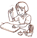 枕を作る女性