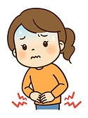 腹痛でおなかを押さえる女の子