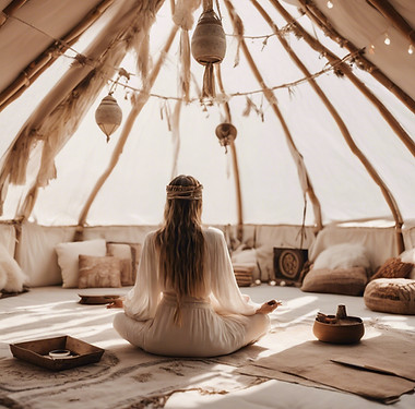 boho and shamanic theme. Using Soft, white,beige an other earthy tones. Akasha record rea