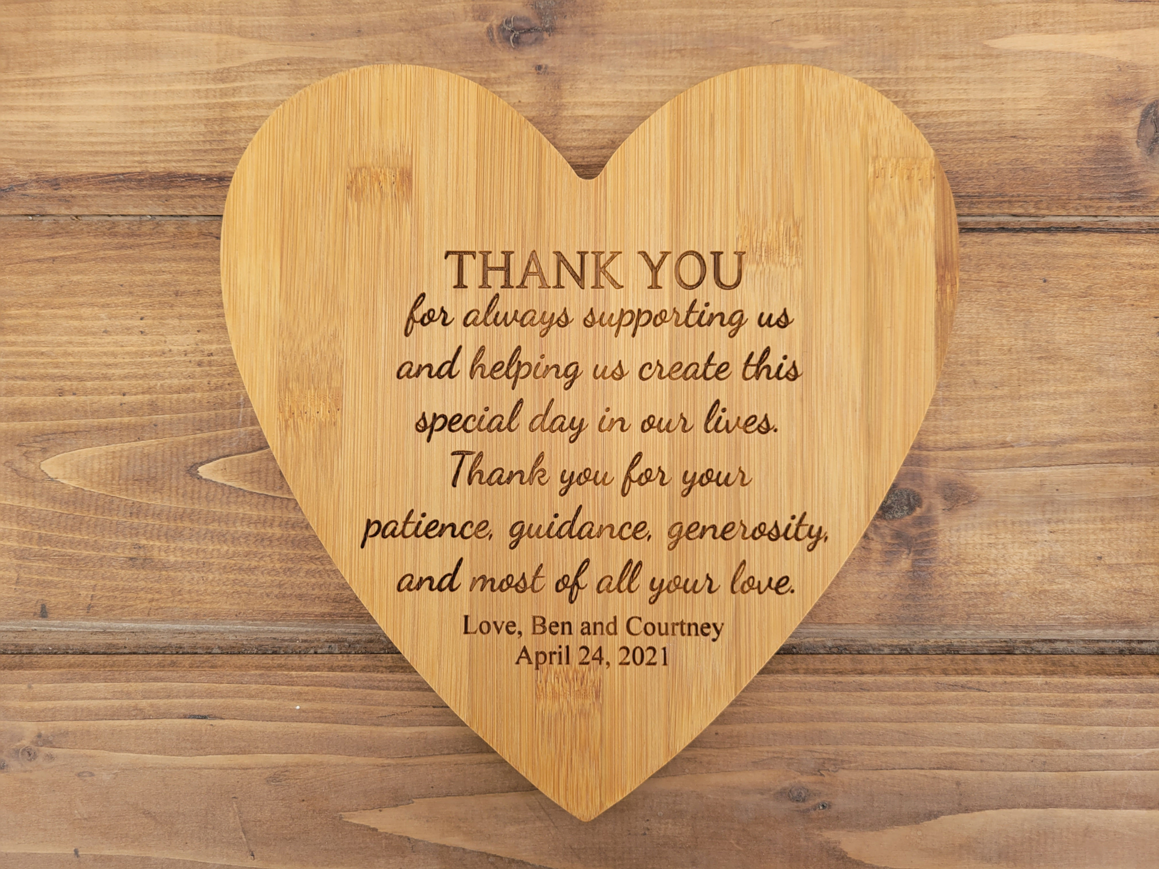 Gift to Parents from Bride and Groom on Wedding Day, Custom Cutting Board