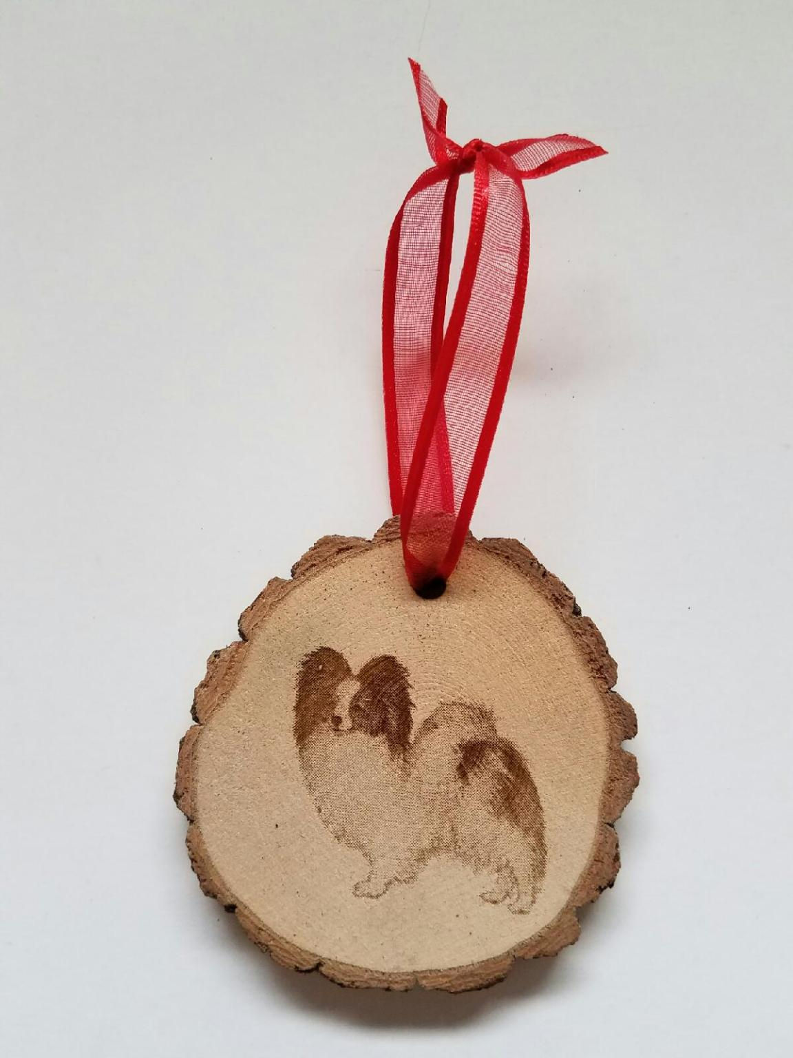 Papillon Dog Wood Ornament