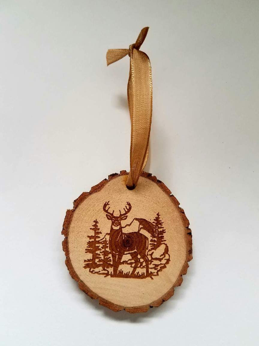 Buck Deer Rustic Wood Christmas Ornament