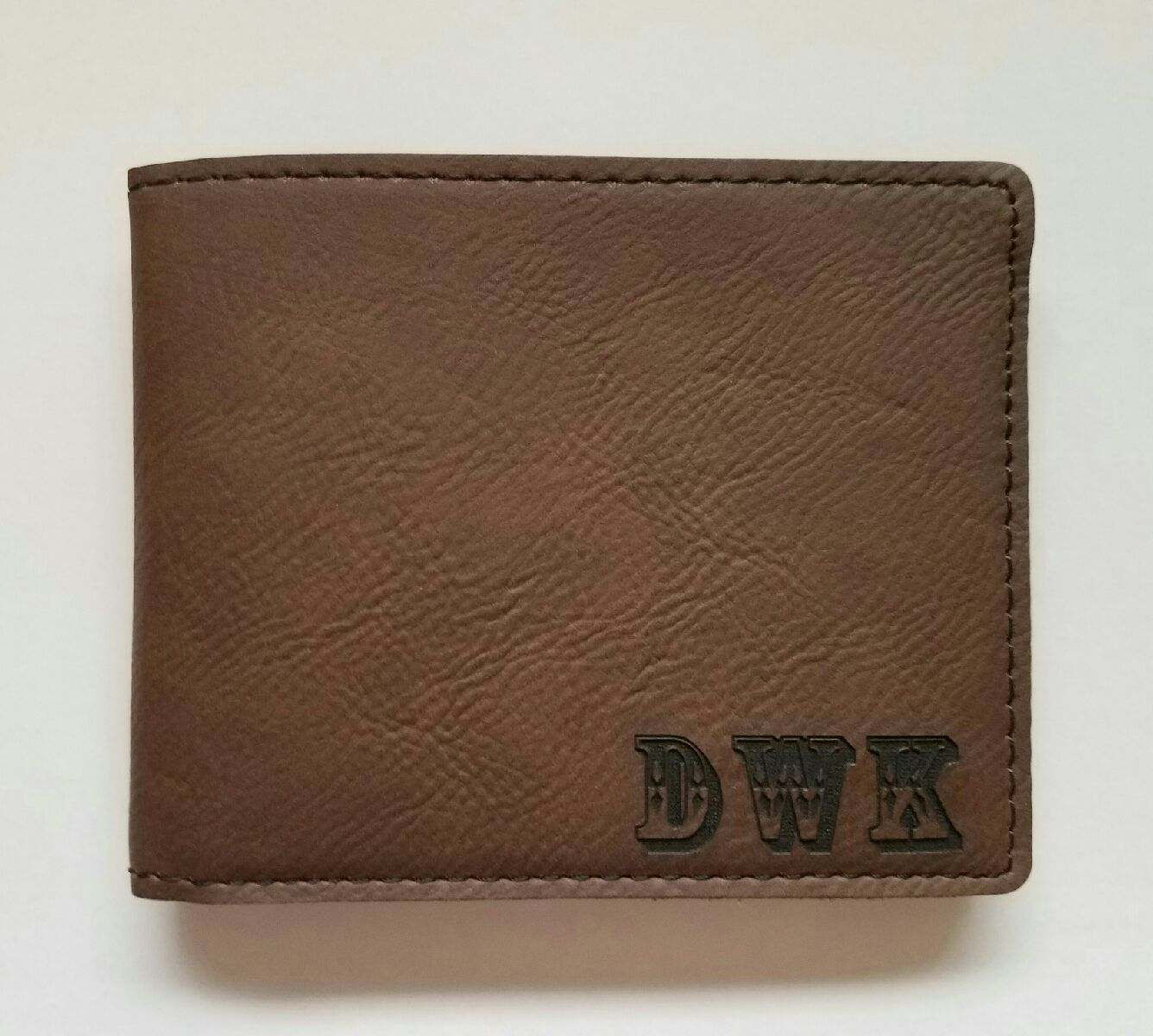 Personalized Leather Bi-Fold Wallet with Intials