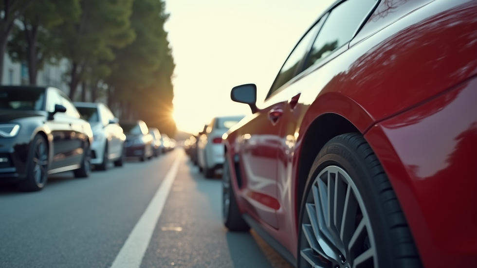Vista laterale di un evento test drive con clienti che provano auto nuove