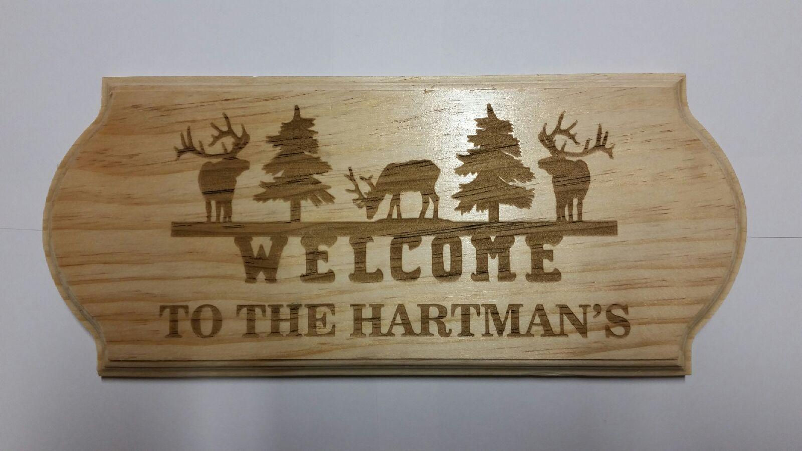 Personalized Elk Engraved Wood Welcome Plaque