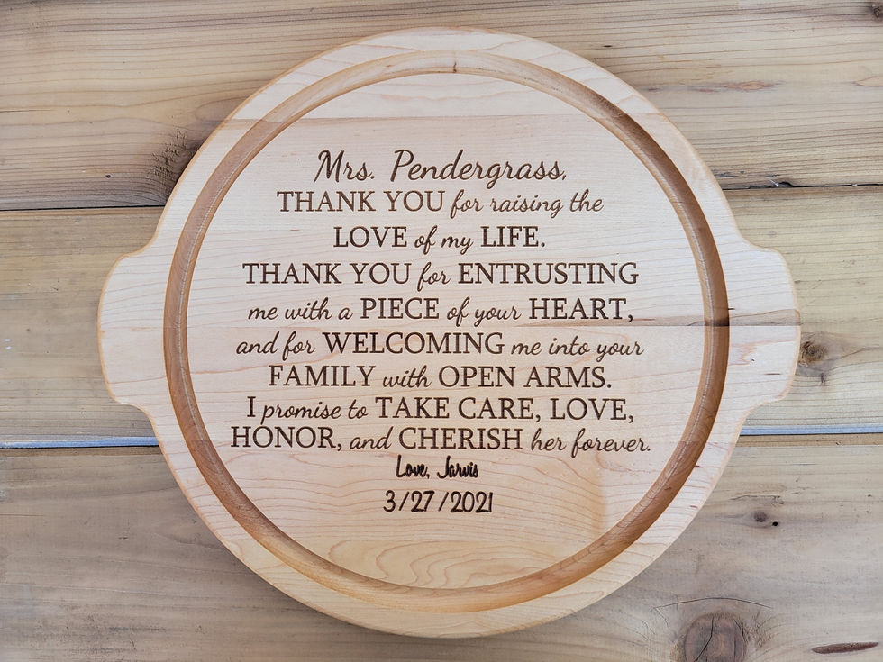 Mother in Law Wedding gift Personalized from Bride or Groom Cutting Board