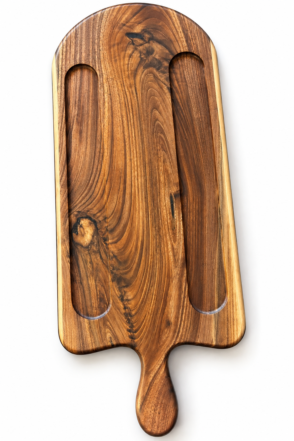 Solid Hardwood Charcuterie & Serving Board with Dual Cracker Channels