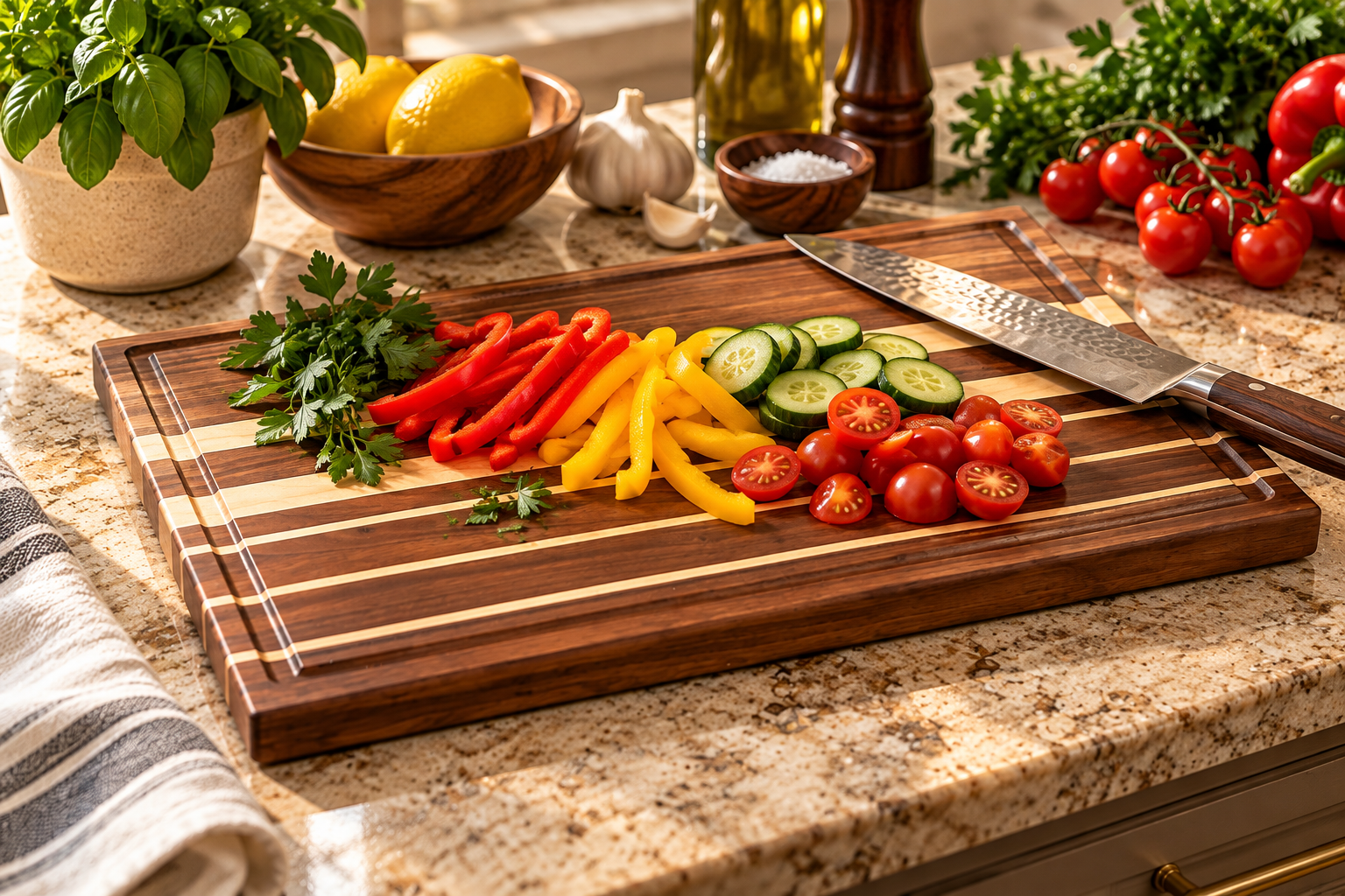 Handcrafted Hardwood Cutting & Serving Board with Juice Groove