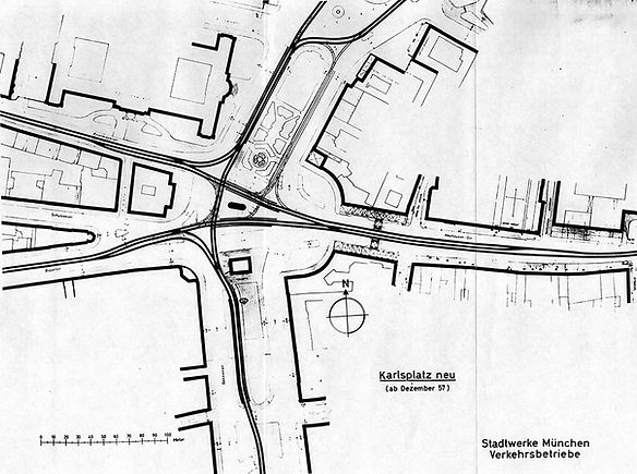 Gleisplan ab Dezember 1957 Karlsplatz Stachus