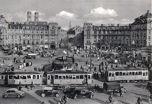 1954 Karlsplatz Stachus Verkehr Stationshaus