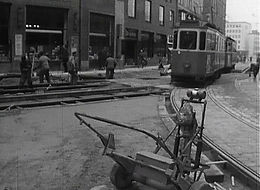Baustelle 1964 Lenbachplatz Doppelgleis zur Bernheimer Klamm Ottostraße