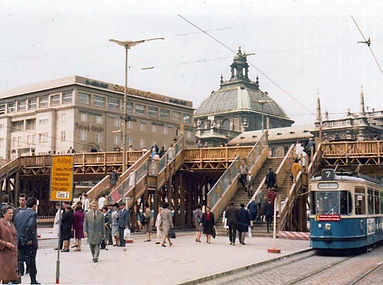 1968 Stachus Karlsplatz Brücke Fussgängerbrücke