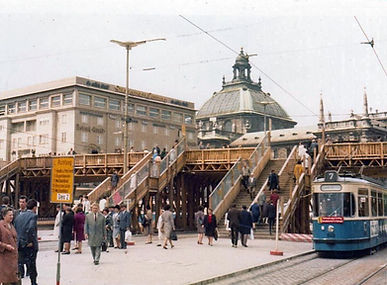 1968 Stachus Karlsplatz Brücke Fussgängerbrücke