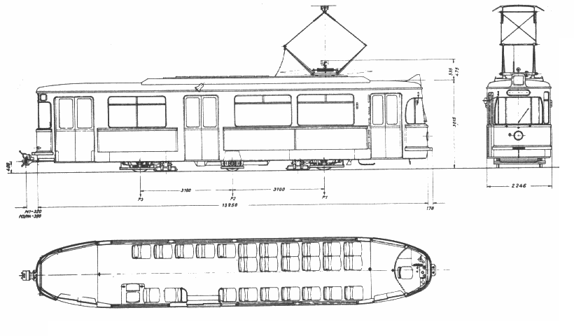 TRIEBWAGEN TYP M 4.65 Skizze Zeichnung münchen Tram