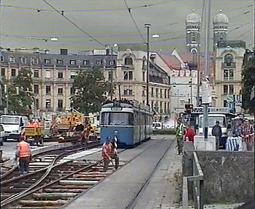 Stachus karlsplatz Gleisbauarbeiten Baustelle FMTM 1999