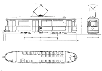 M 2.64 -Wagen münchen tram skizze auszeichnung blueprint tram