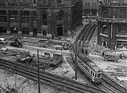 Baustelle 1964 Lenbachplatz Doppelgleis zur Bernheimer Klamm Ottostraße