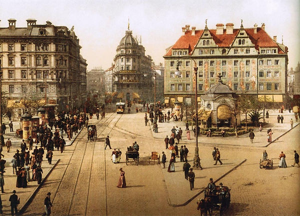 Ludwigsvorstadt) Stachus (1891 - 11) (0001.01) Tram) Blick vom südlichen Rondell in R