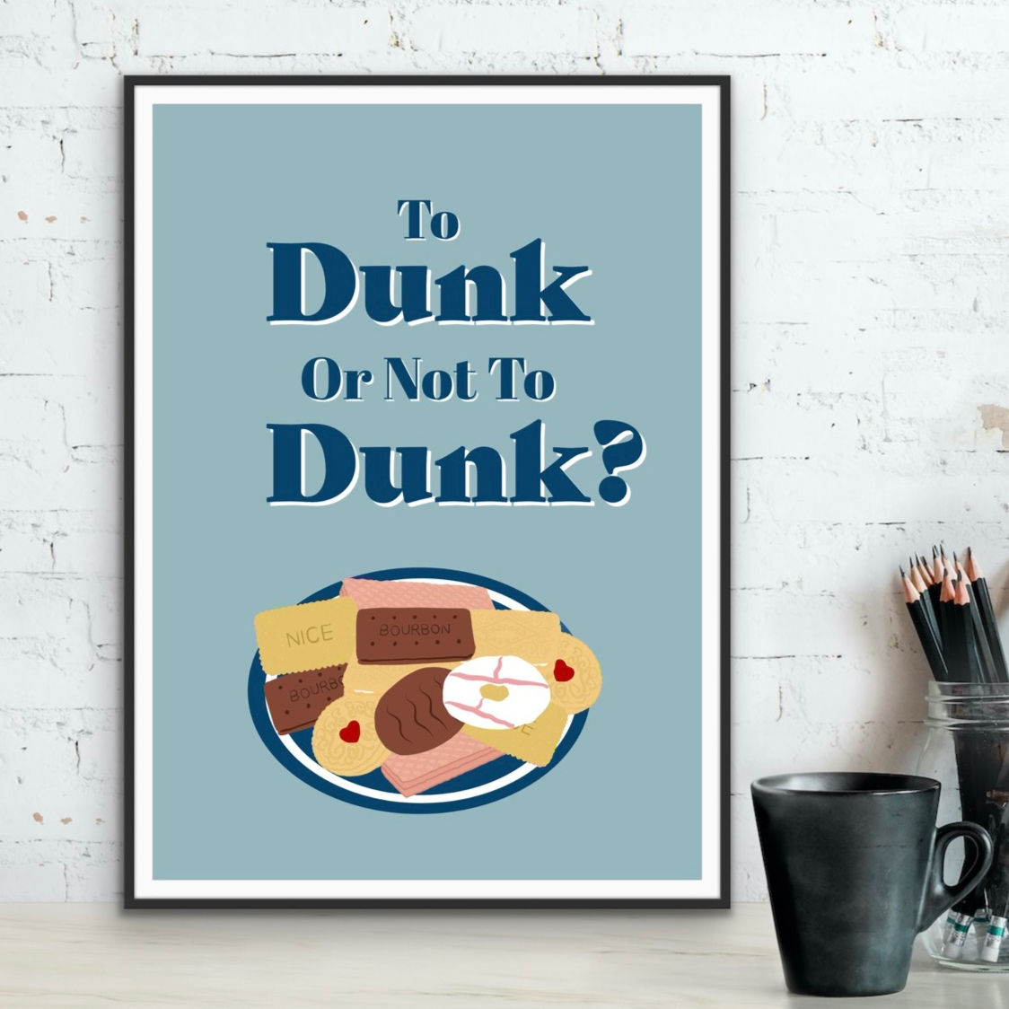 Biscuit Dunking Kitchen Print: Quirky Illustrated Wall Art