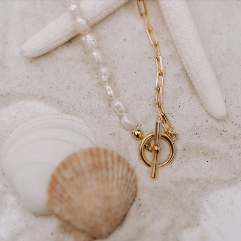 Freshwater Pearl + Chain Necklace