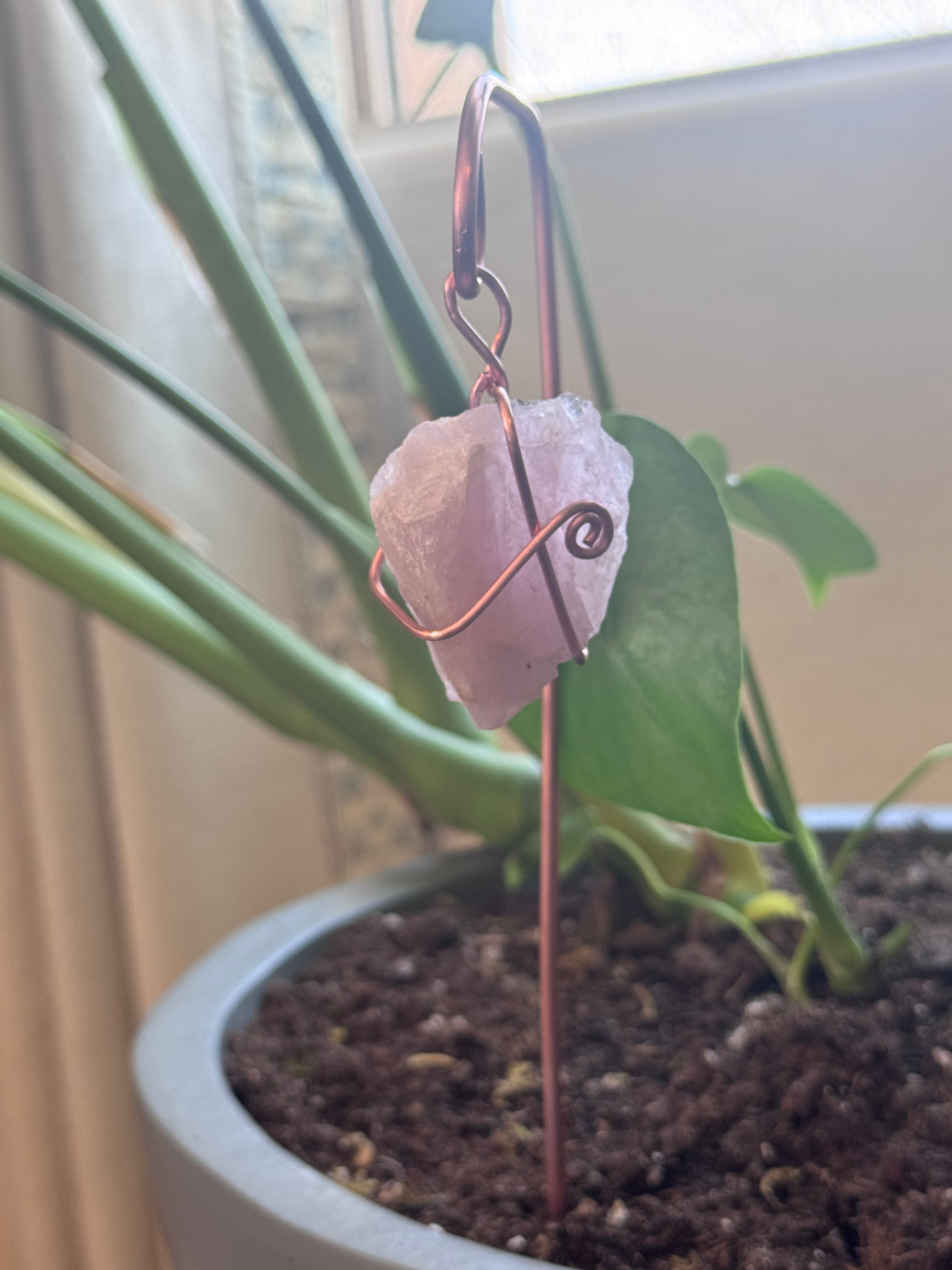Crystal Plant Stake- Rose Quartz