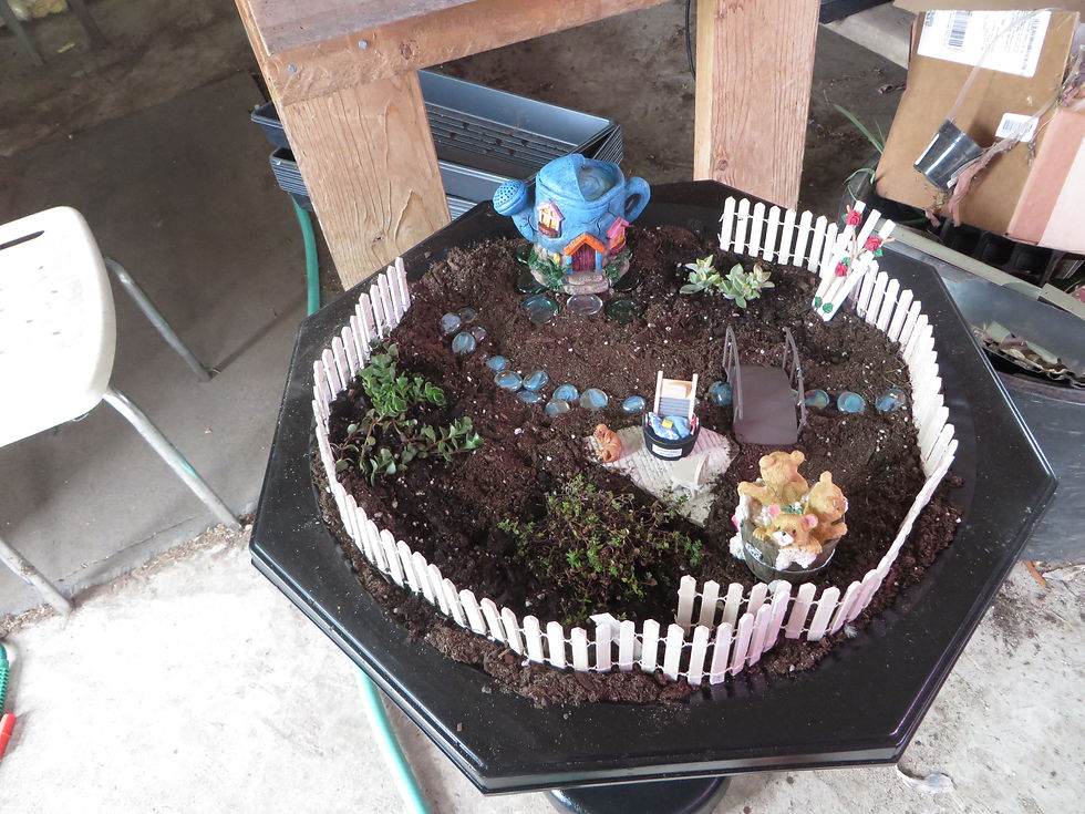 Bird bath miniature garden